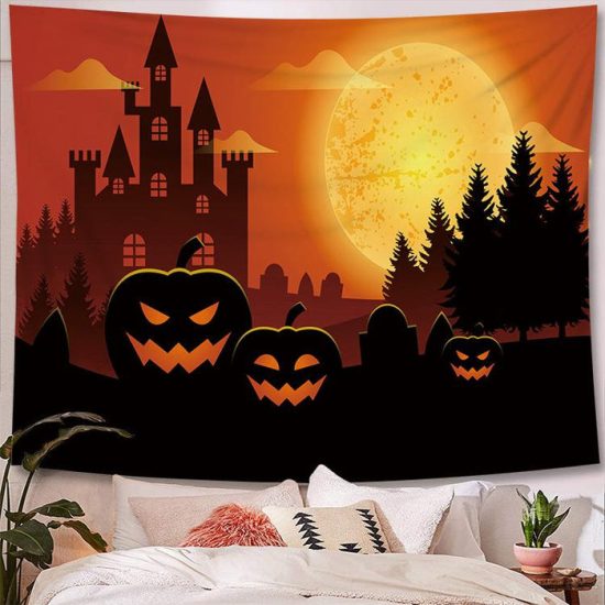 Halloween Tapestry Wall Hanging Tapestry Halloween Decoration Tapestry Wall Backdrop 18