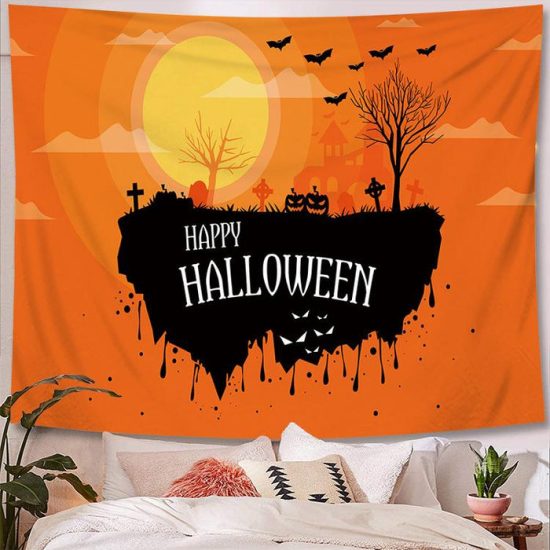 Halloween Tapestry Wall Hanging Tapestry Halloween Decoration Tapestry Wall Backdrop 19