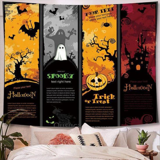 Halloween Tapestry Wall Hanging Tapestry Halloween Decoration Tapestry Wall Backdrop 3