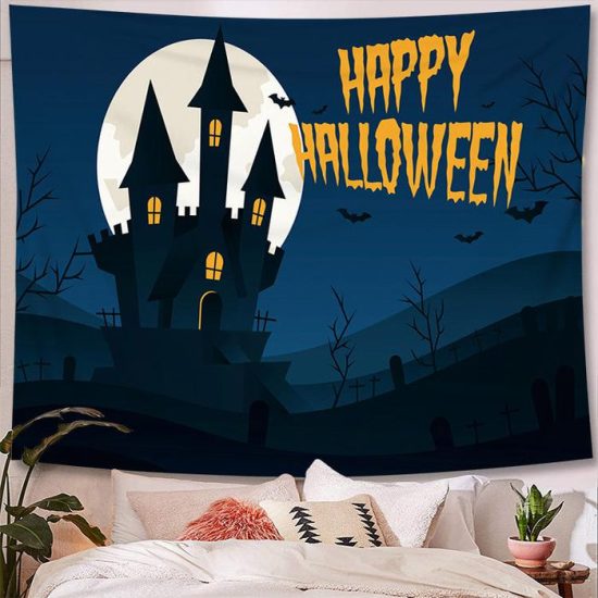 Halloween Tapestry Wall Hanging Tapestry Halloween Decoration Tapestry Wall Backdrop 7