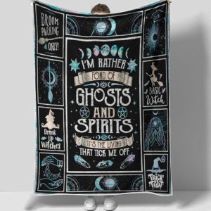 Halloween Witch Ghosts Spirits Blanket Halloween Blanket Family Gifts Cozy Plush Fleece Premium Mink Sherpa