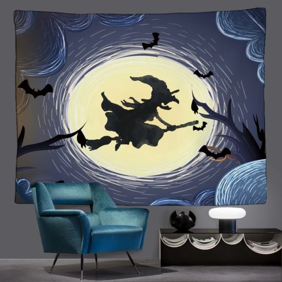 Halloween Witch Tapestry Butterfly Tapestries Wall Hanging Backdrop For Living Room Bedroom 1