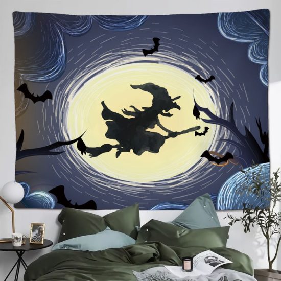Halloween Witch Tapestry Butterfly Tapestries Wall Hanging Backdrop For Living Room Bedroom 2