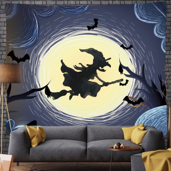 Halloween Witch Tapestry Butterfly Tapestries Wall Hanging Backdrop For Living Room Bedroom