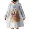Happy Golden Retriever Watercolor Painting Hoodie Wearable Blanket WB0707