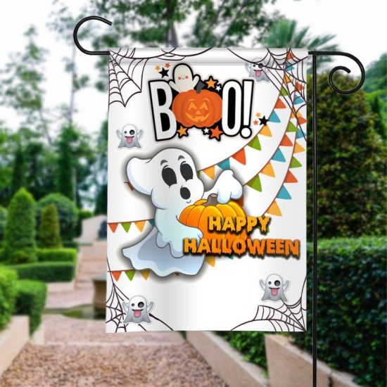 Happy Halloween Boo Personalized Garden Flag House Flag Double Sided Home Design Outdoor Porch