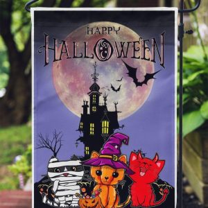 Happy Halloween Cat Boo Personalized Garden Flag House Flag Double Sided Home Design Outdoor Porch
