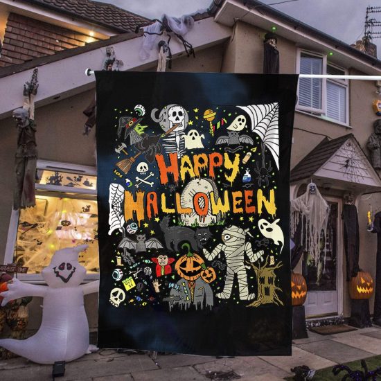 Happy Halloween Scary Retro Personalized Garden Flag House Flag Double Sided Home Design Outdoor Porch