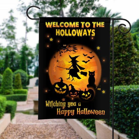 Happy Halloween Welcome To The Holloways Personalized Garden Flag House Flag Double Sided Home Design Outdoor Porch