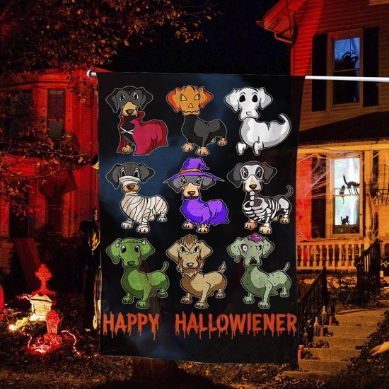 Happy Hallowiener Dachshund Halloween Personalized Garden Flag House Flag Double Sided Home Design Outdoor Porch