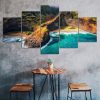 Hawaii Kauai Beach Cliff Scenery 5 Piece Five Panel Wall Canvas Print Modern Art Poster Wall Art Decor