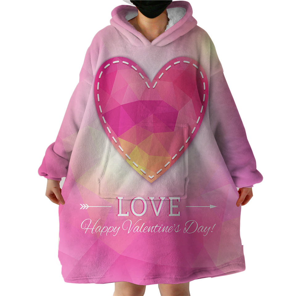 Heart Geometric Valentine's Day Hoodie Wearable Blanket WB0548