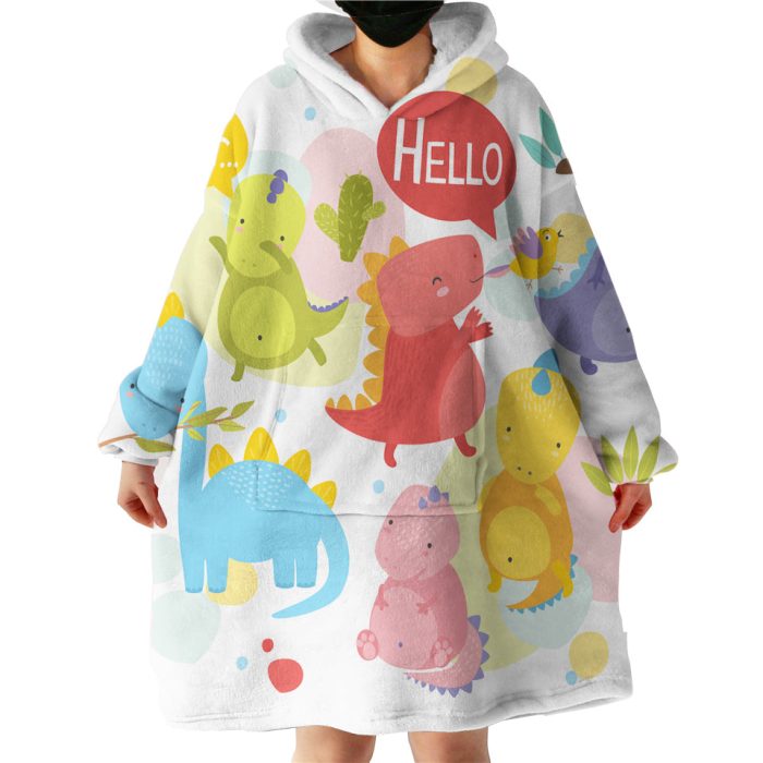 Hello Dinosaur Hoodie Wearable Blanket WB0760