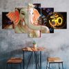 Hindu God Ganesh Elephant 5 Piece Five Panel Wall Canvas Print Modern Art Poster Wall Art Decor