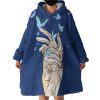 Holding Hands Butterflies Night Sky Stars Illustration Hoodie Wearable Blanket WB0665