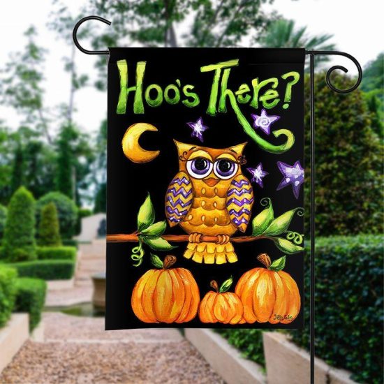 Hoo'S There? Owl Halloween Personalized Garden Flag House Flag Double Sided Home Design Outdoor Porch