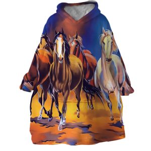 Horse Race Hoodie Wearable Blanket WB1885 1