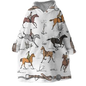 Horse Rider Hoodie Wearable Blanket WB0028 1