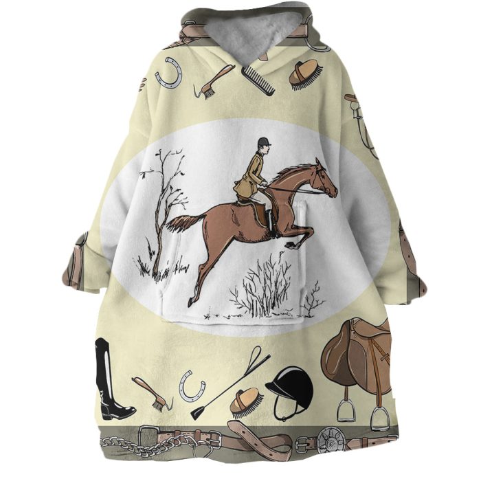Horse Rider Hoodie Wearable Blanket WB1906 1