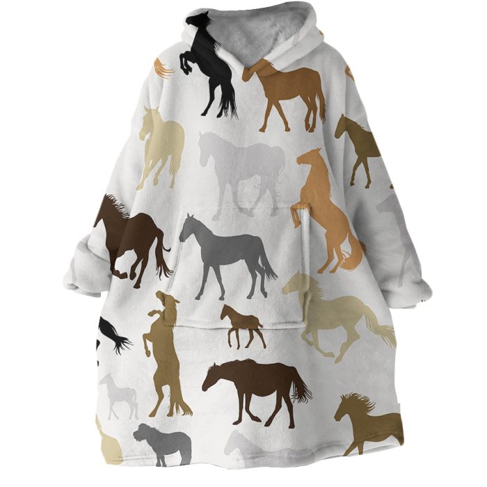Horse Shapes Hoodie Wearable Blanket WB1824 1