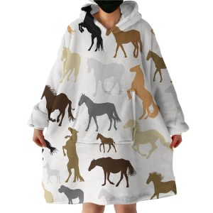 Horse Shapes Hoodie Wearable Blanket WB1824