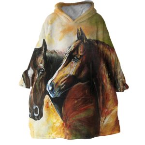 Horses Hoodie Wearable Blanket WB1984 1