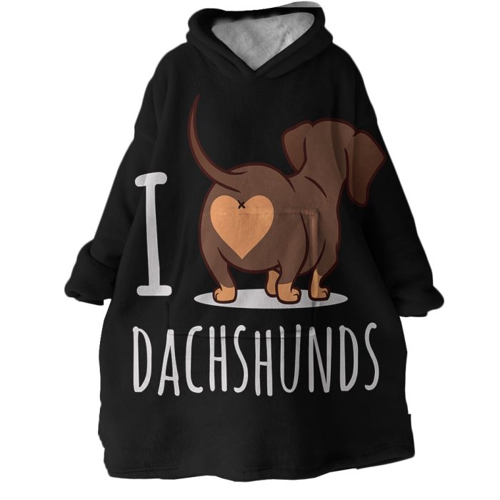 I Love Dachshunds Hoodie Wearable Blanket WB0013 1