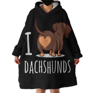 I Love Dachshunds Hoodie Wearable Blanket WB0013