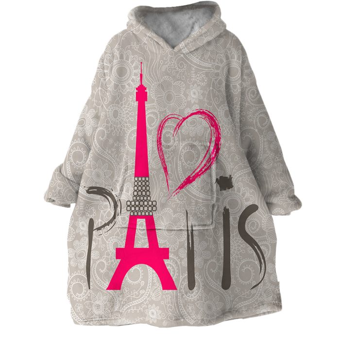 I Love Paris Hoodie Wearable Blanket WB2034 1