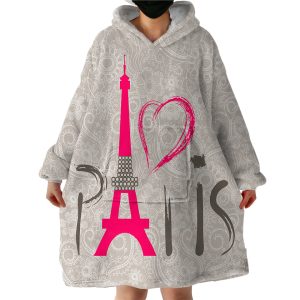 I Love Paris Hoodie Wearable Blanket WB2034
