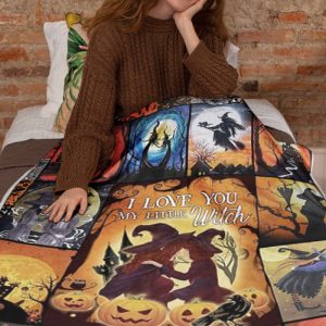 I Love You My Little Witch Halloween Blanket Halloween Gifts Cozy Plush Fleece Premium Mink Sherpa Sanderson Sisters Pumpkin Spooky