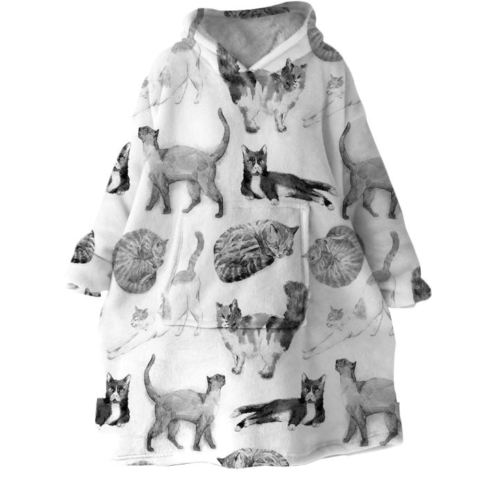 Idle Cats Hoodie Wearable Blanket WB2078 1