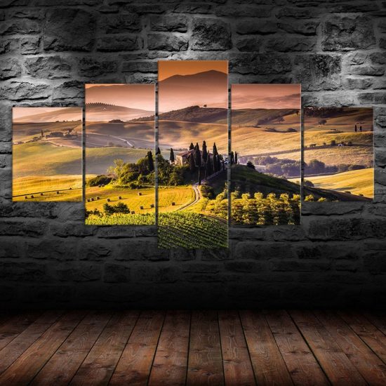 Italy Tuscany Nature Landscape 5 Piece Five Panel Canvas Print Modern Poster Wall Art Decor 1