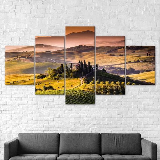 Italy Tuscany Nature Landscape 5 Piece Five Panel Canvas Print Modern Poster Wall Art Decor 2