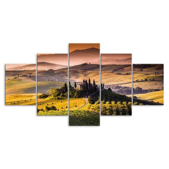 Italy Tuscany Nature Landscape 5 Piece Five Panel Canvas Print Modern Poster Wall Art Decor 3