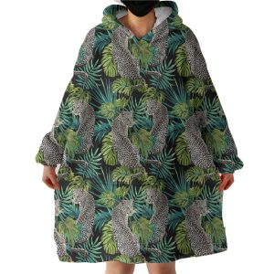Jagua Palm Leaves Hoodie Wearable Blanket WB0938