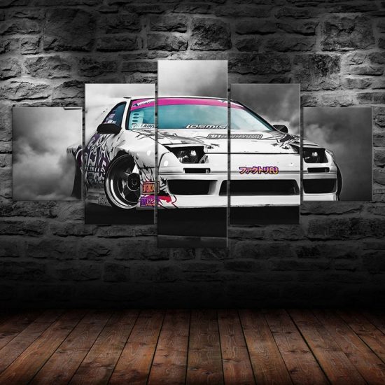 Japanese Mazda RX 7 Drift Car Canvas 5 Piece Five Panel Print Modern Wall Art Poster Wall Art Decor 1