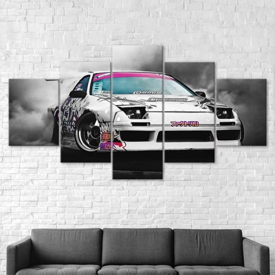 Japanese Mazda RX 7 Drift Car Canvas 5 Piece Five Panel Print Modern Wall Art Poster Wall Art Decor 2