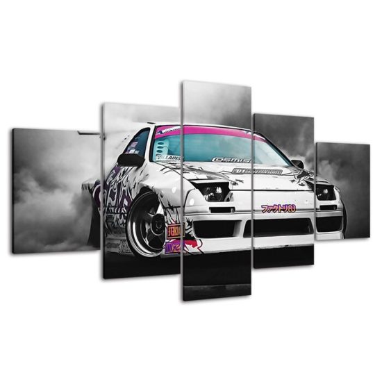 Japanese Mazda RX 7 Drift Car Canvas 5 Piece Five Panel Print Modern Wall Art Poster Wall Art Decor 4