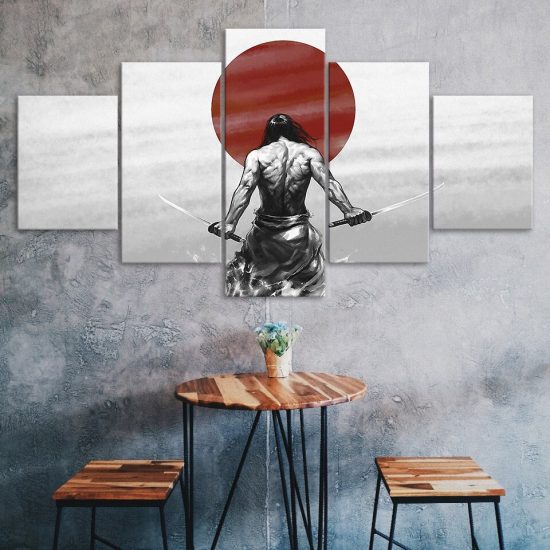 Japanese Samurai Soldier Warrior Canvas 5 Piece Five Panel Wall Print Modern Art Poster Wall Art Decor