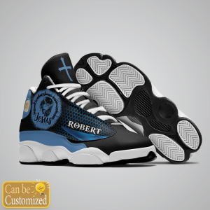 Jesus Basic Cool Dark Blue Custom Name Air Jordan 13 Shoes 3