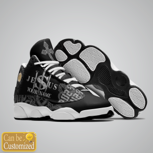 Jesus Faith Over Fear Black Pattern Custom Name Air Jordan 13 Shoes 3