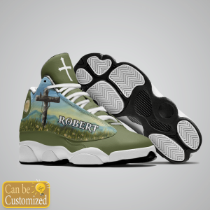 Jesus Flower Field Green Custom Name Air Jordan 13 Shoes 2