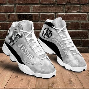 Jesus Gray Lion Custom Name Air Jordan 13 Shoes 1