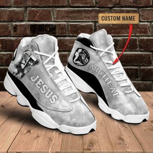 Jesus Gray Lion Custom Name Air Jordan 13 Shoes