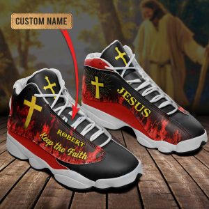 Jesus Keep The Faith Fire Custom Name Air Jordan 13 Shoes