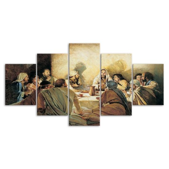 Jesus Last Supper Painting 5 Piece Five Panel Wall Canvas Print Modern Art Poster Wall Art Decor 3