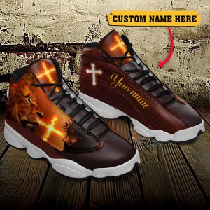Jesus Lion And Fire Custom Name Air Jordan 13 Shoes
