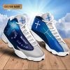 Jesus Lion Blue Walk By Faith Custom Name Air Jordan 13 Shoes