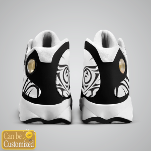 Jesus Pattern Custom Name Air Jordan 13 Shoes Black And White 4
